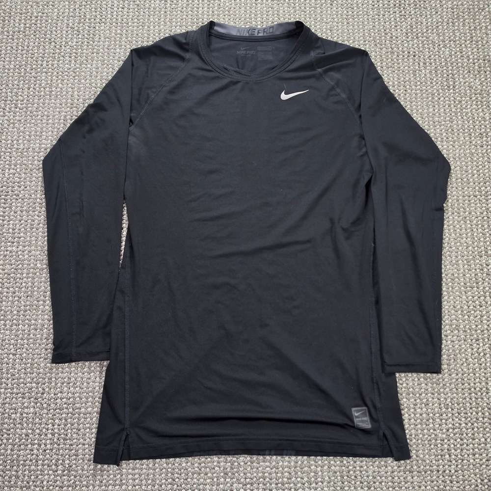 Nike Pro Compression Shirt Mens XXL Dri-FIT Long Sleeve Training Top Black